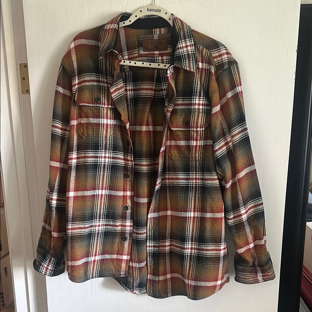 Orvis Black and Brown Plaid Flannel Button Up